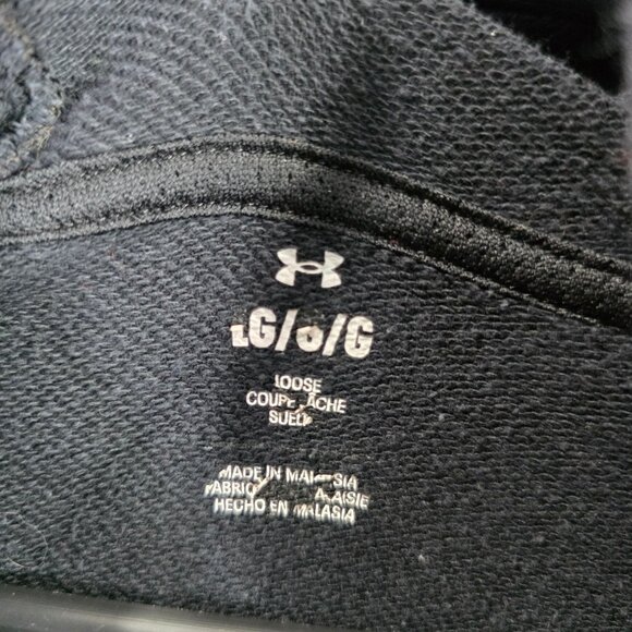 Mens Under Armour Project Rock Black Pullover Hoodie Loose Fit Cotton Blend L - Picture 2 of 7